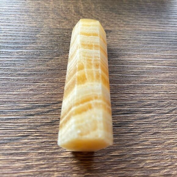 Orange Calcite tower small banding standing point polished decor natural - Picture 5 of 7